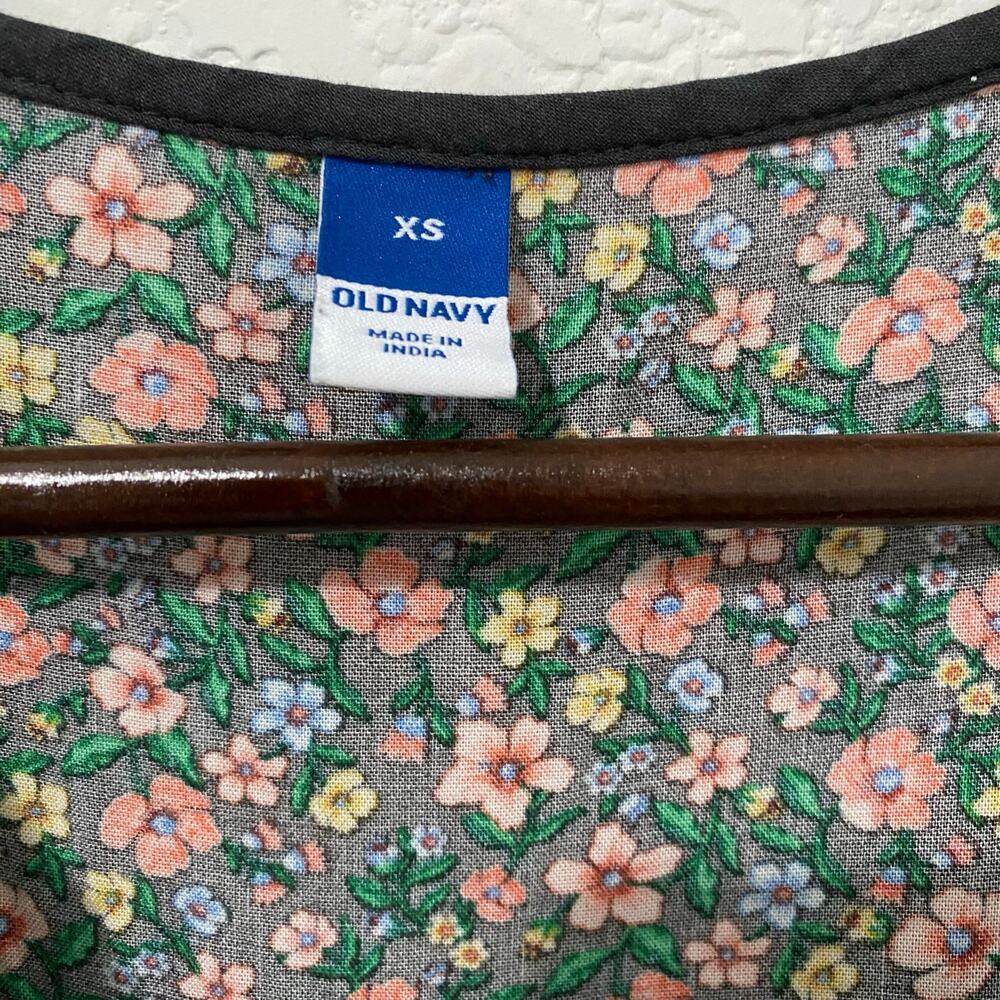 Old Navy Floral Maxi Dress Puff Sleeve Boho Cottagecore Pockets XS - Picture 4 of 10